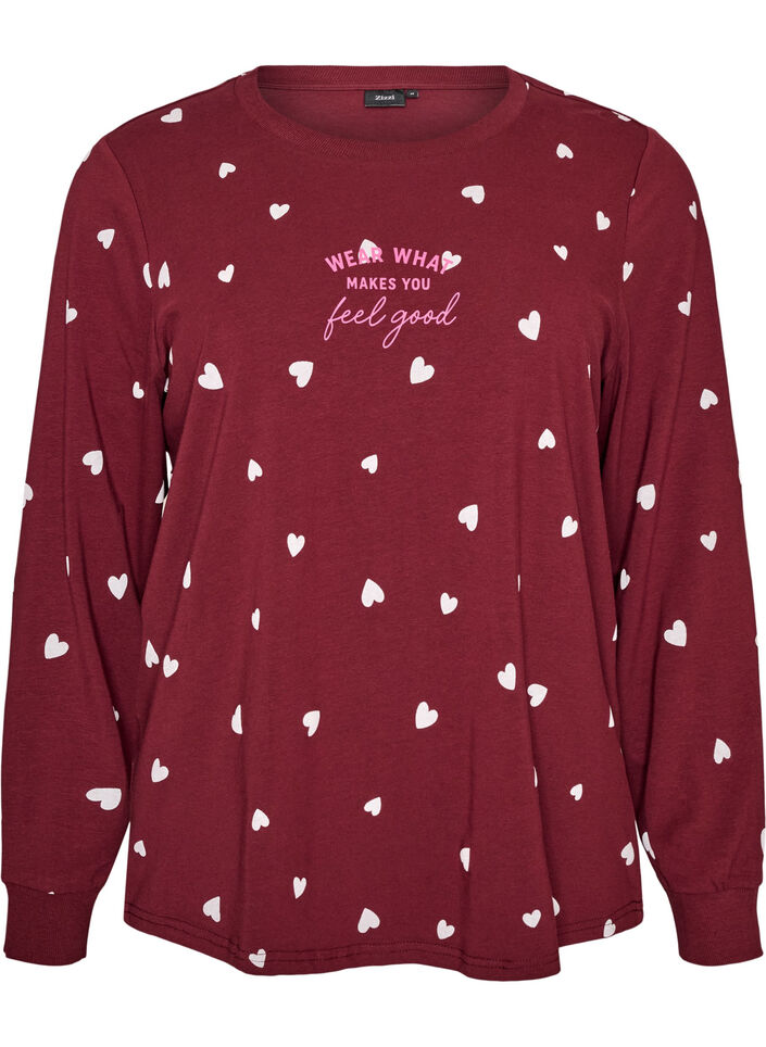 Nachtbluse mit Print, Rot, Packshot image number 0