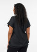 Jersey-Bluse mit strukturierten Streifen und Smocksaum, Schwarz, Model image number 2