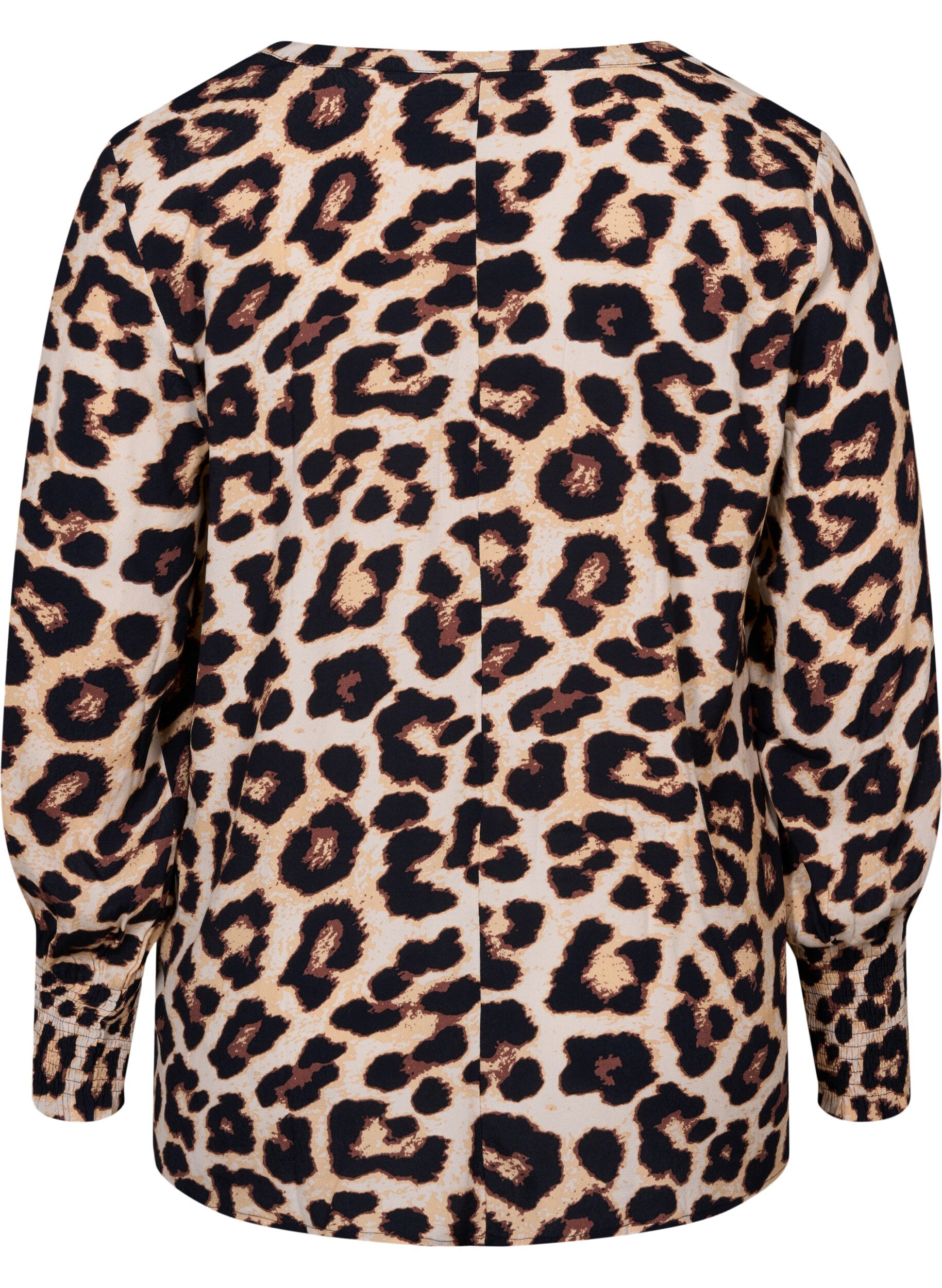 ZizziBluse aus Viskose mit Print und Smock, Leo AOP, Packshot image number 1