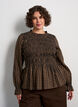 Karierte Bluse mit Smock und Sch&ouml;&szlig;chen, Braun, Model image number 0