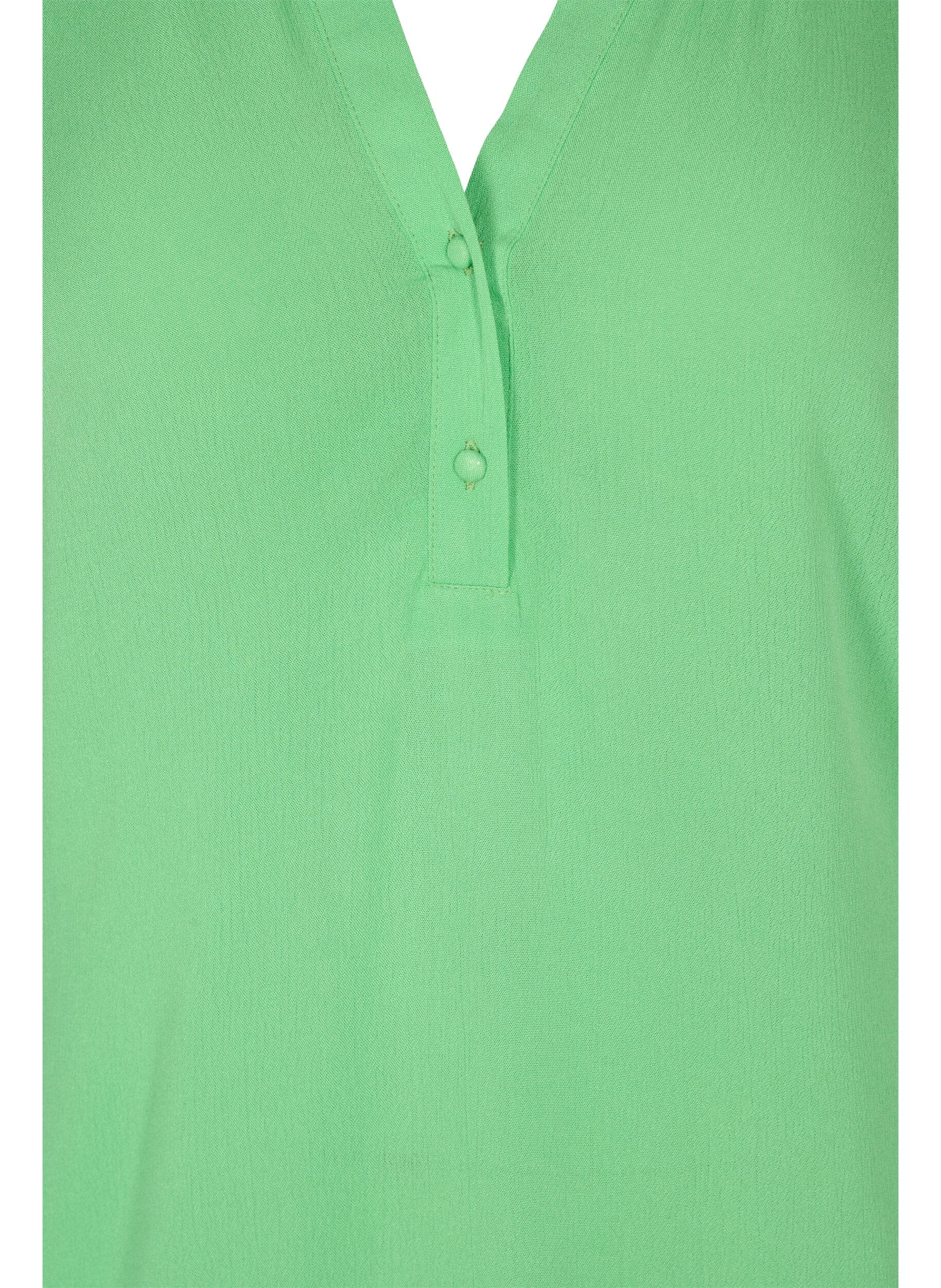 ZizziViskosebluse mit 3/4-&Auml;rmeln und V-Ausschnitt, Summer Green, Packshot image number 2