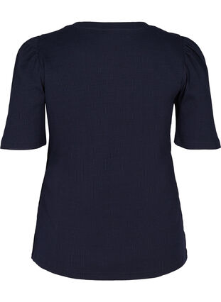 T-Shirt mit Ripp und kurzen Puffärmeln, Night Sky, Packshot image number 1