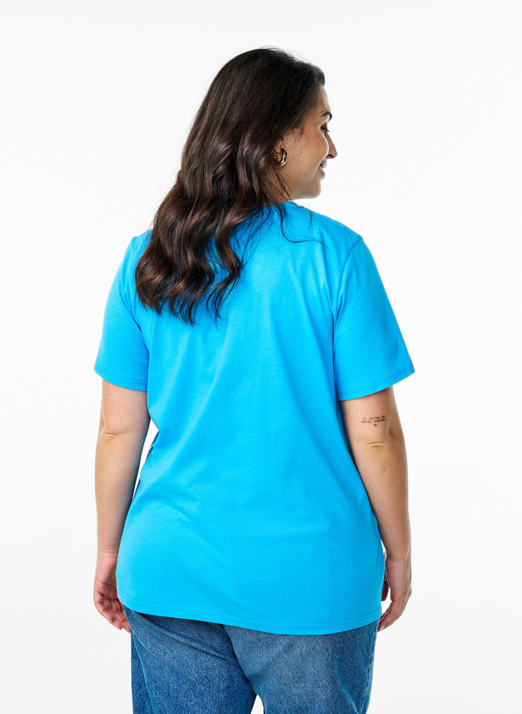 ZizziBasic-T-Shirt aus Baumwolle mit Rundhalsausschnitt, Blau, Model image number 2