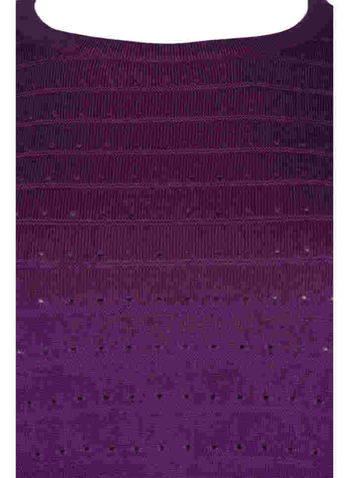 Strukturierte Strickbluse mit Rundhals, Amaranth Purple, Packshot image number 2