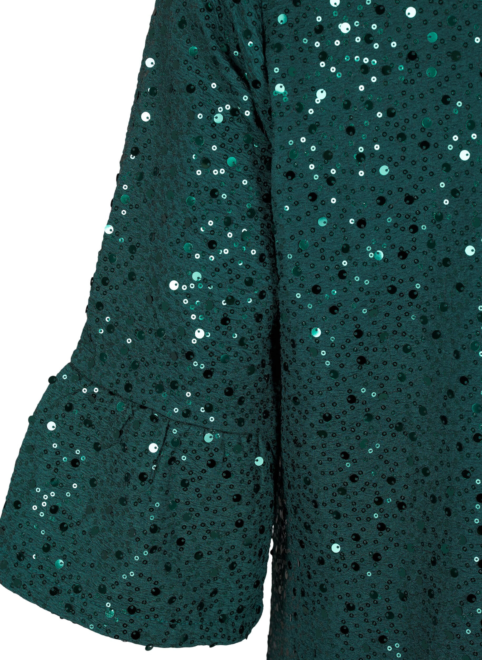 ZizziPaillettenkleid mit V-Ausschnitt und 3/4-&Auml;rmeln, Rain Forest, Packshot image number 3