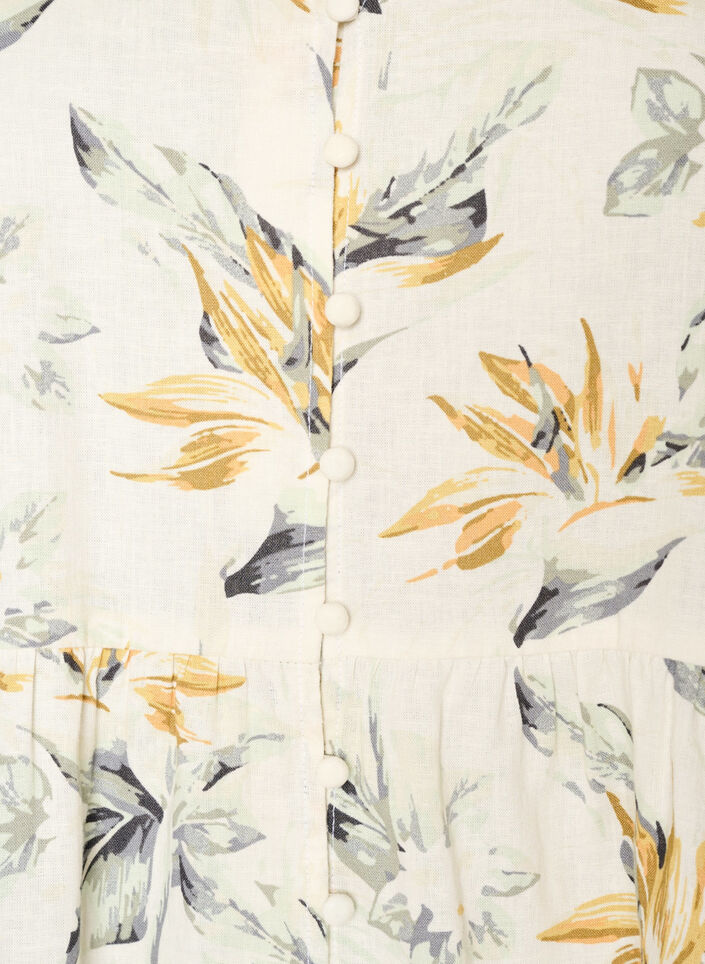 Bluse aus Leinen und Viskose mit V-Ausschnitt und Knopfverschluss, Wei&szlig;, Packshot image number 2