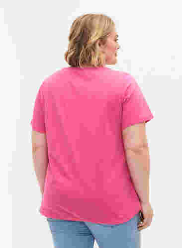 Kurzärmeliges T-Shirt aus Baumwolle, Shocking Pink, Model image number 1