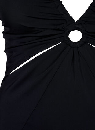 Drapierter Badeanzug mit Ringdetail, Black, Packshot image number 2