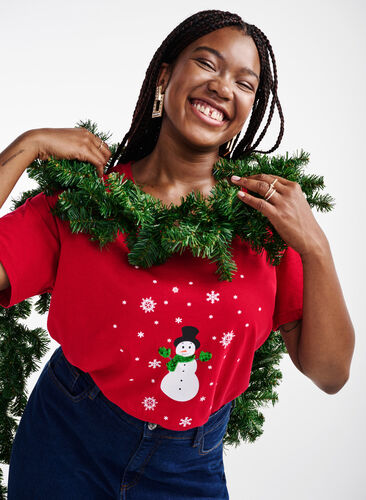 Weihnachts-T-Shirt mit Pailletten, Tango R. W. Snowman, Image image number 0