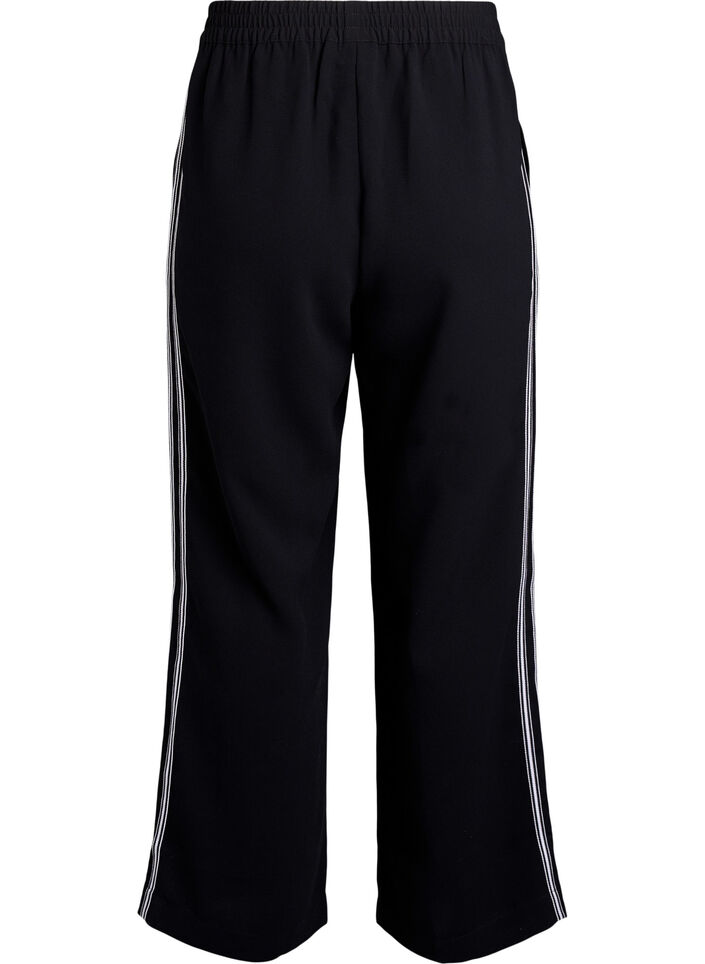 Hose mit geradem Bein und Streifendetails, Schwarz, Packshot image number 1