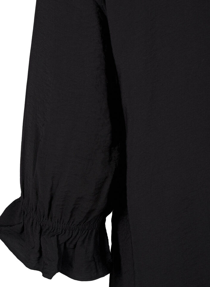 Langes Viskose-Shirt mit Spitzendetail, Black, Packshot image number 3