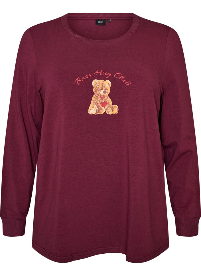 Nachtbluse mit Print, Rot, Packshot image number 0