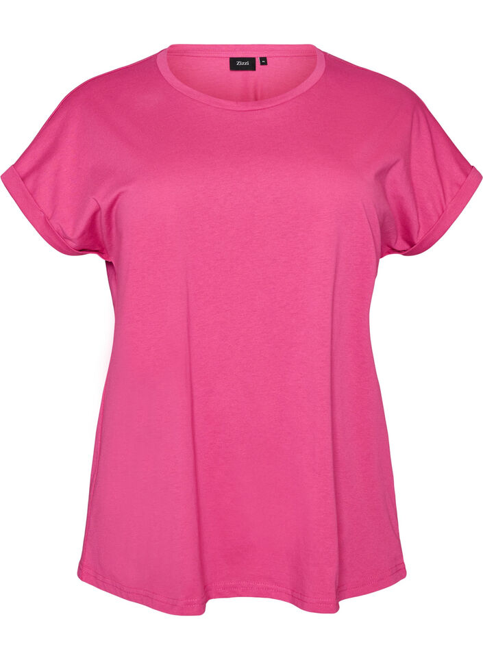 Kurz&auml;rmeliges T-Shirt aus einer Baumwollmischung, Pink, Packshot image number 0