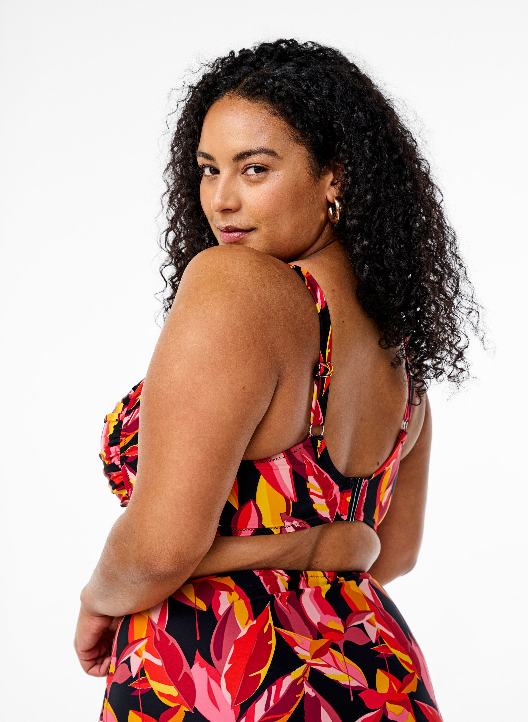 ZizziWattierter Bikini-Oberteil mit Print, Rot, Model image number 1