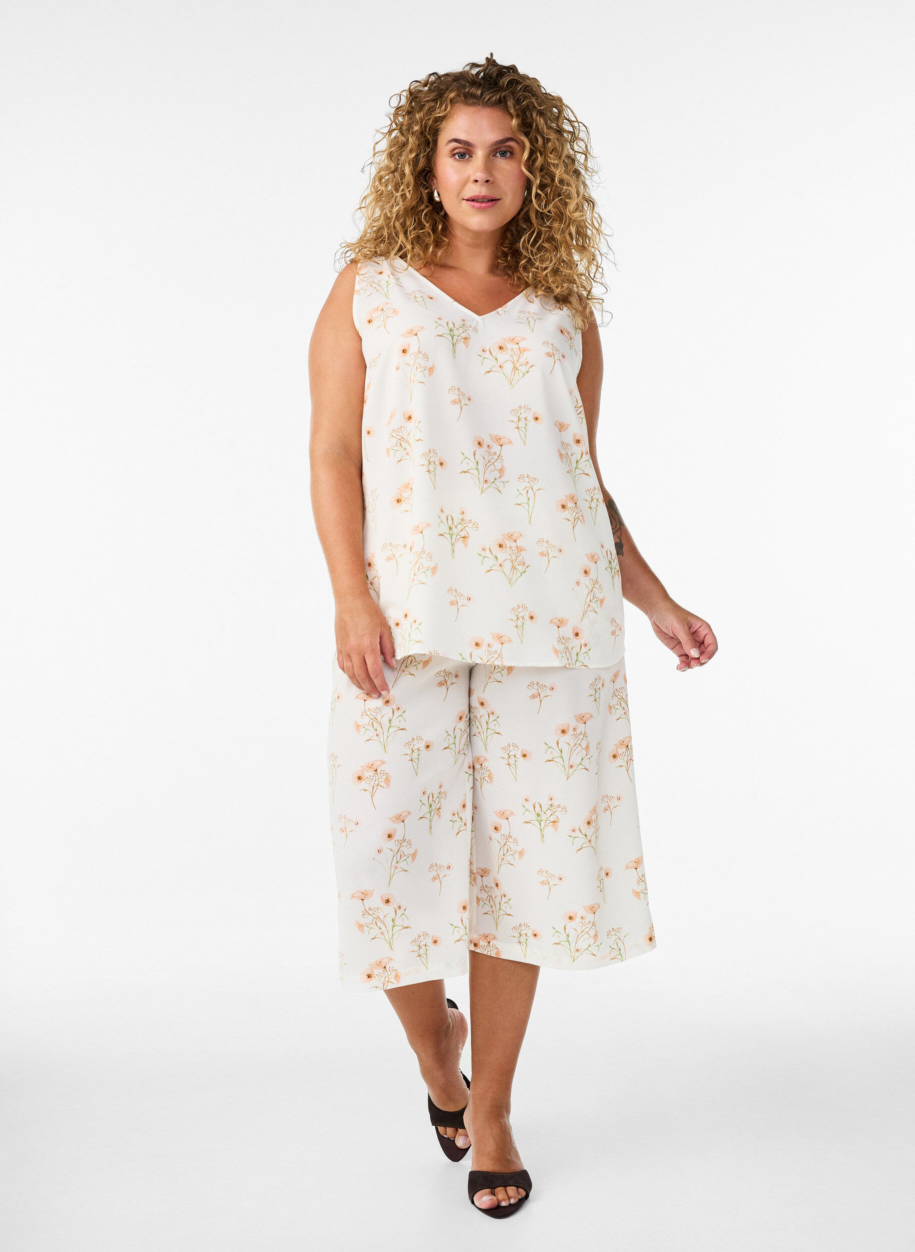 ZizziCulotte-Hose mit Print, Vanille, Model image number 0