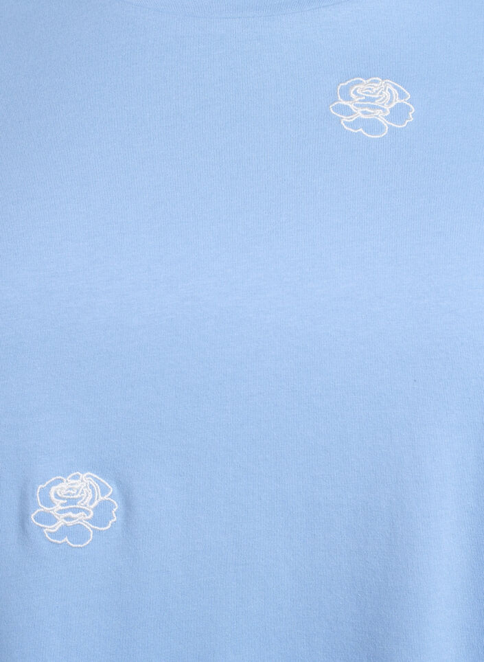 T-Shirt aus Bio-Baumwolle mit aufgestickten Motiven, Blau, Packshot image number 2