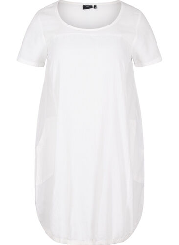 Kurzarm Kleid aus Baumwolle, Bright White, Packshot image number 0
