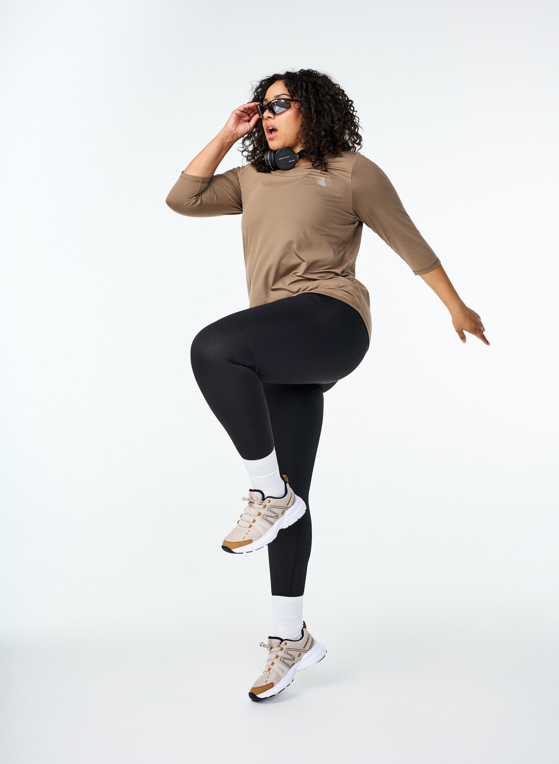 Zizzi Trainingsbluse mit 3/4 &Auml;rmeln, Beige, Image image number 1