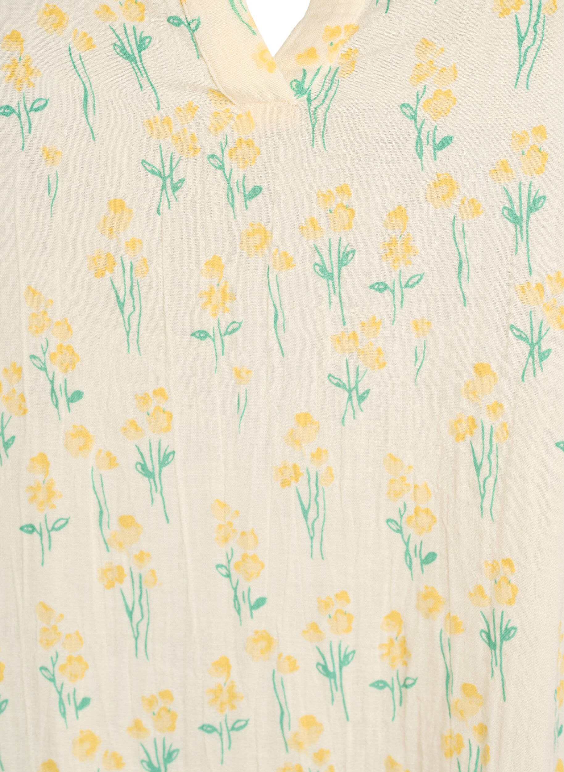 ZizziKurzes A-Linien-Kleid aus Baumwollmusselin, Gelb, Packshot image number 2