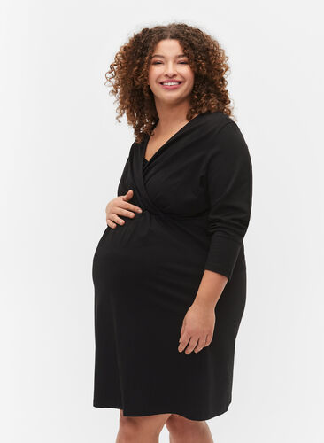Schwangerschaftskleid aus Baumwolle, Black, Model image number 0