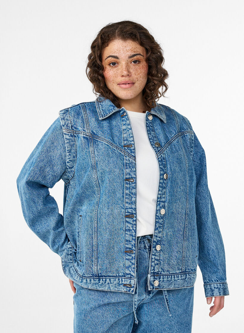 Jeansjacke mit abnehmbaren &Auml;rmeln, Blau, Model image number 0