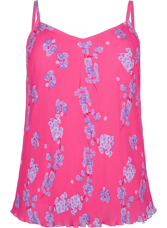 Plissiertes &auml;rmelloses Top, Beetroot Purple AOP, Packshot image number 0