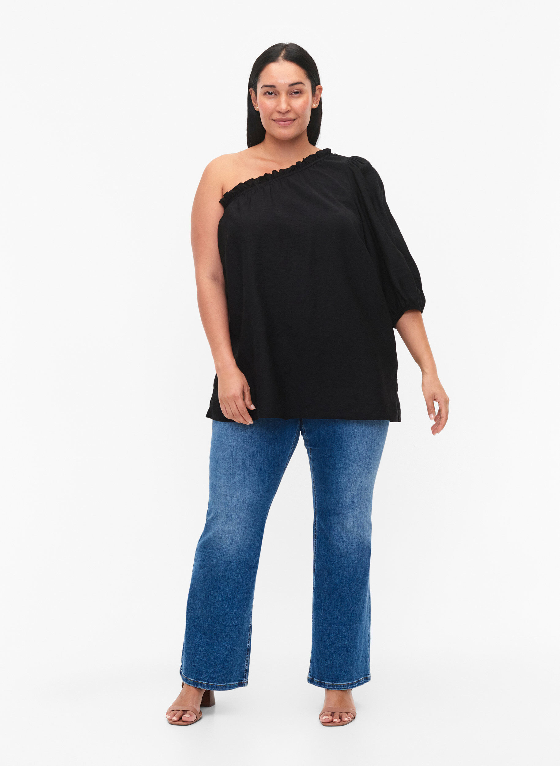 ZizziSchulterbluse aus Viskose, Schwarz, Model image number 1