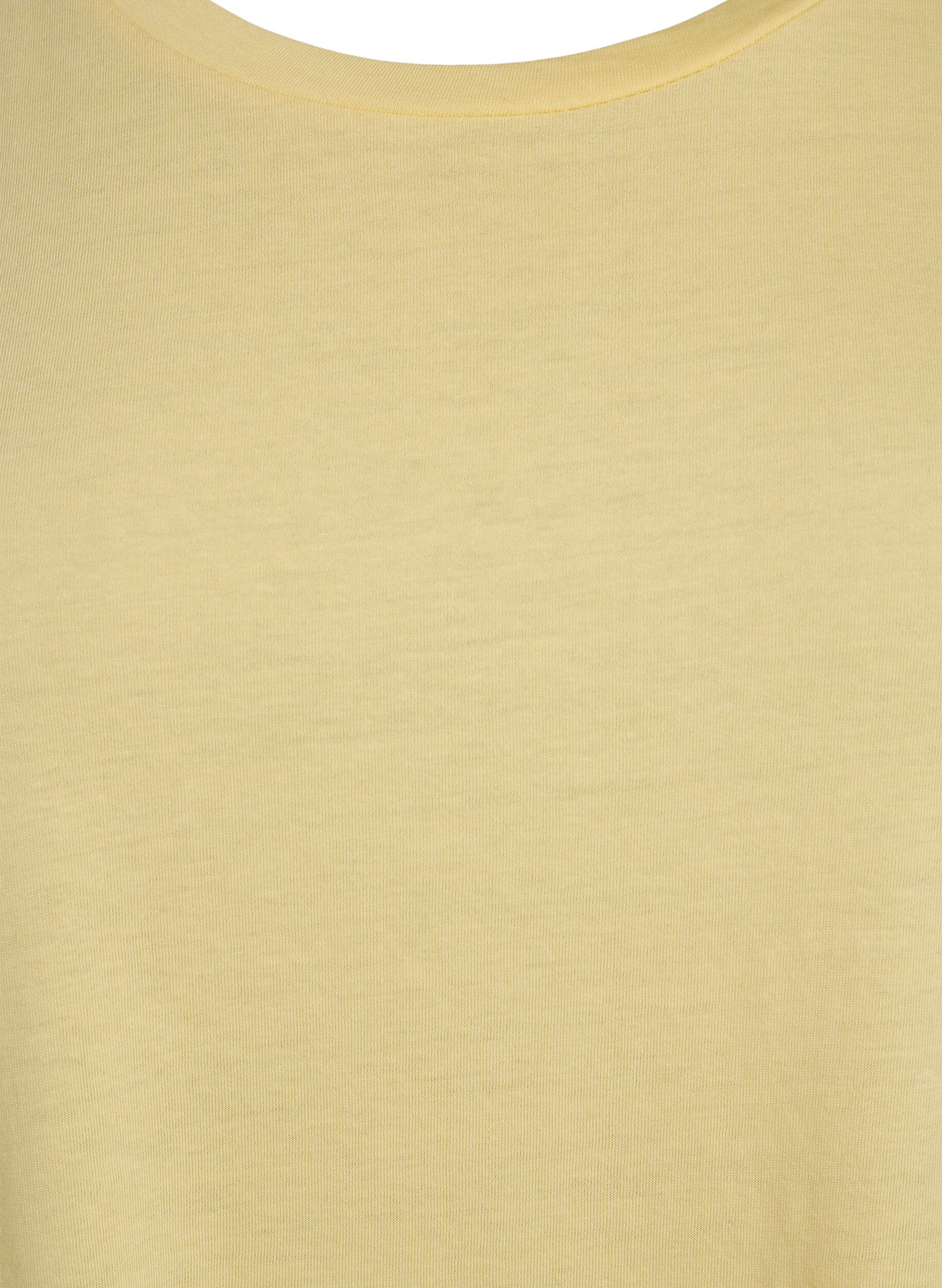ZizziKurz&auml;rmliges T-Shirt aus einer Baumwollmischung, Gelb, Packshot image number 2