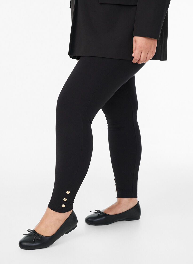 Leggings mit Knöpfen am Beinabschluss, Schwarz, Model image number 0