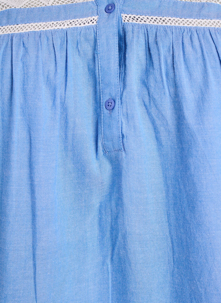 &Auml;rmellose Bluse aus Baumwolle mit R&uuml;schenkanten, Blau, Packshot image number 2