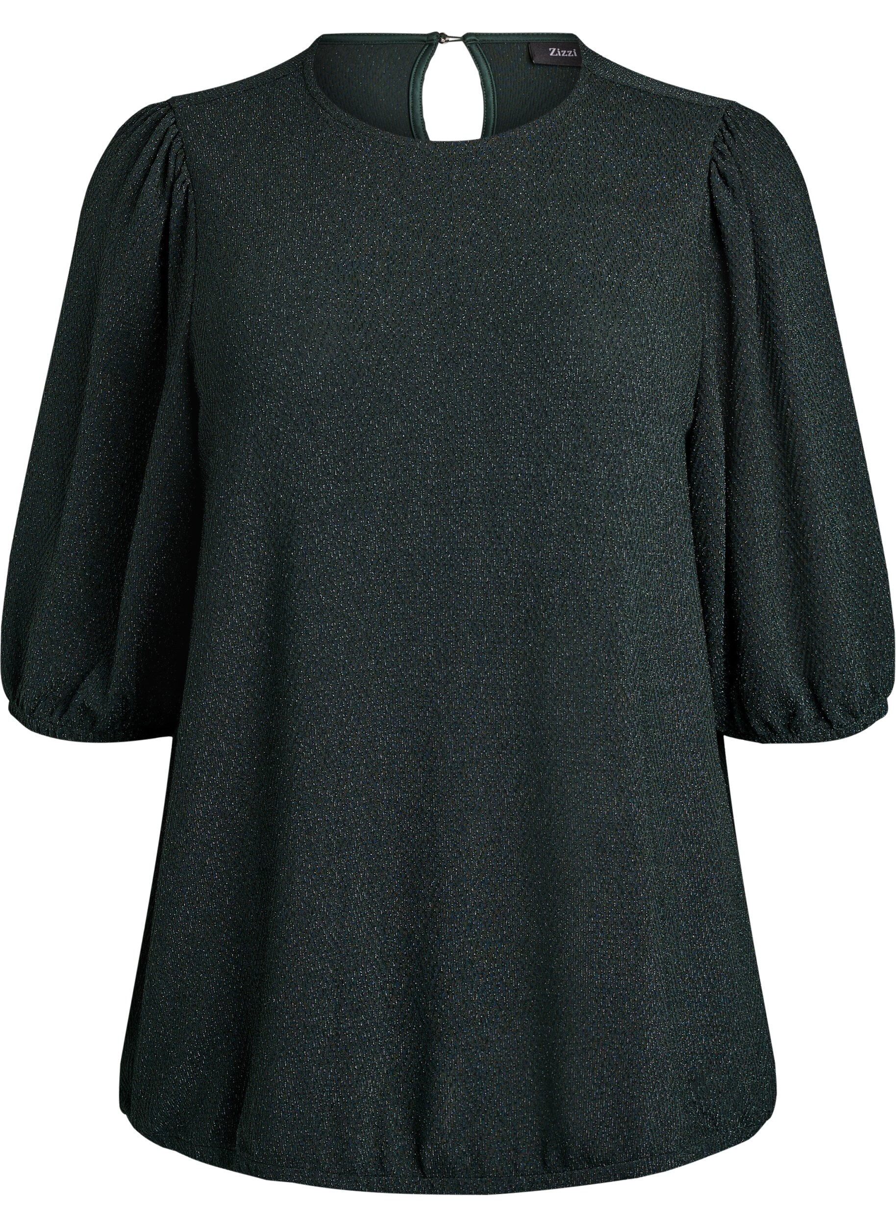 Bluse mit Glitzermuster und 3/4-&Auml;rmeln