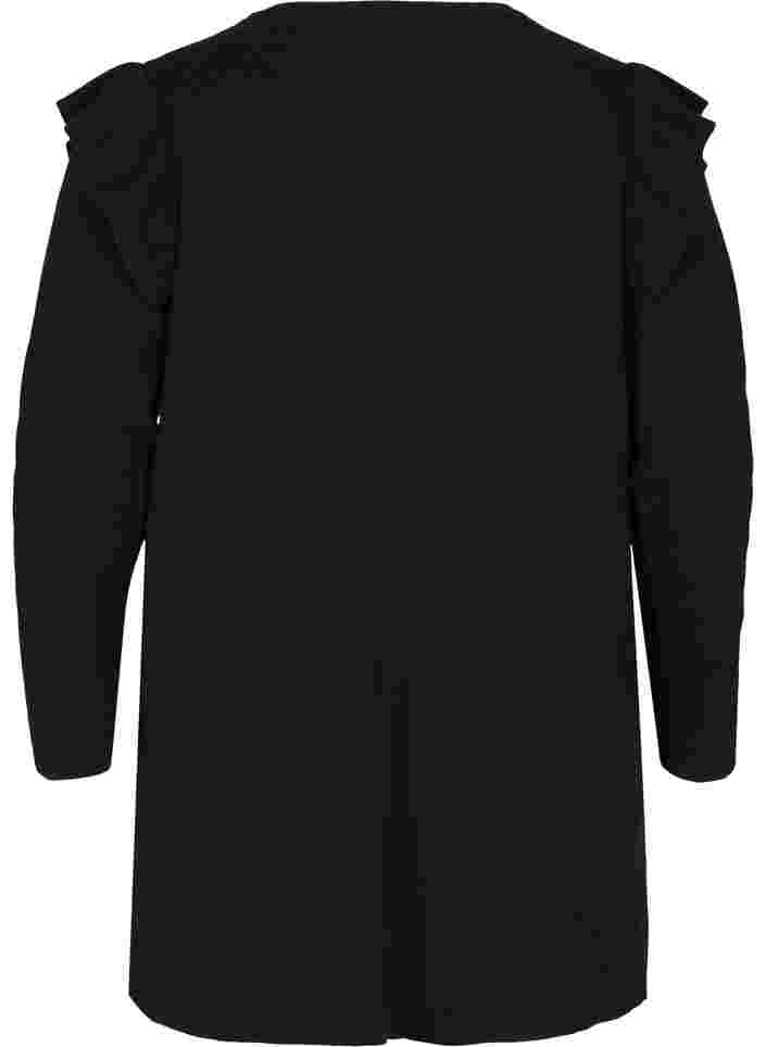 Strickcardigan mit Rüschen und Taschen, Black, Packshot image number 1