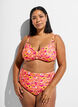 Hoch taillierte Bikinihosen mit Muster, Orange, Model image number 0