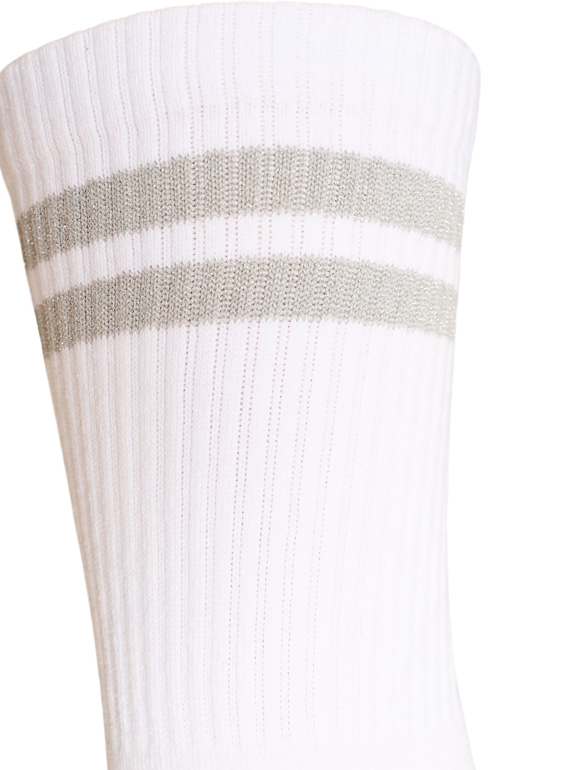 ZizziGestreifte Socken aus Baumwolle, Wei&szlig;, Packshot image number 2