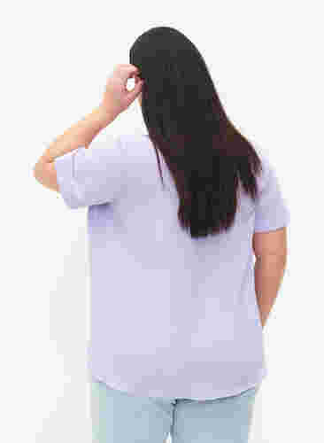 Kurzärmelige Bluse mit V-Ausschnitt, Lavender, Model image number 1