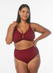 Hoch taillierte Bikinihose mit Struktur, Rot, Model image number 0