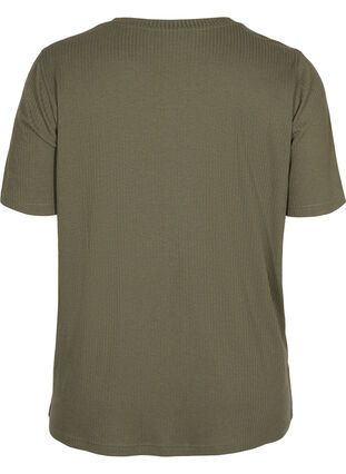 Kurzarm T-Shirt in Rippqualität, Dusty Olive, Packshot image number 1