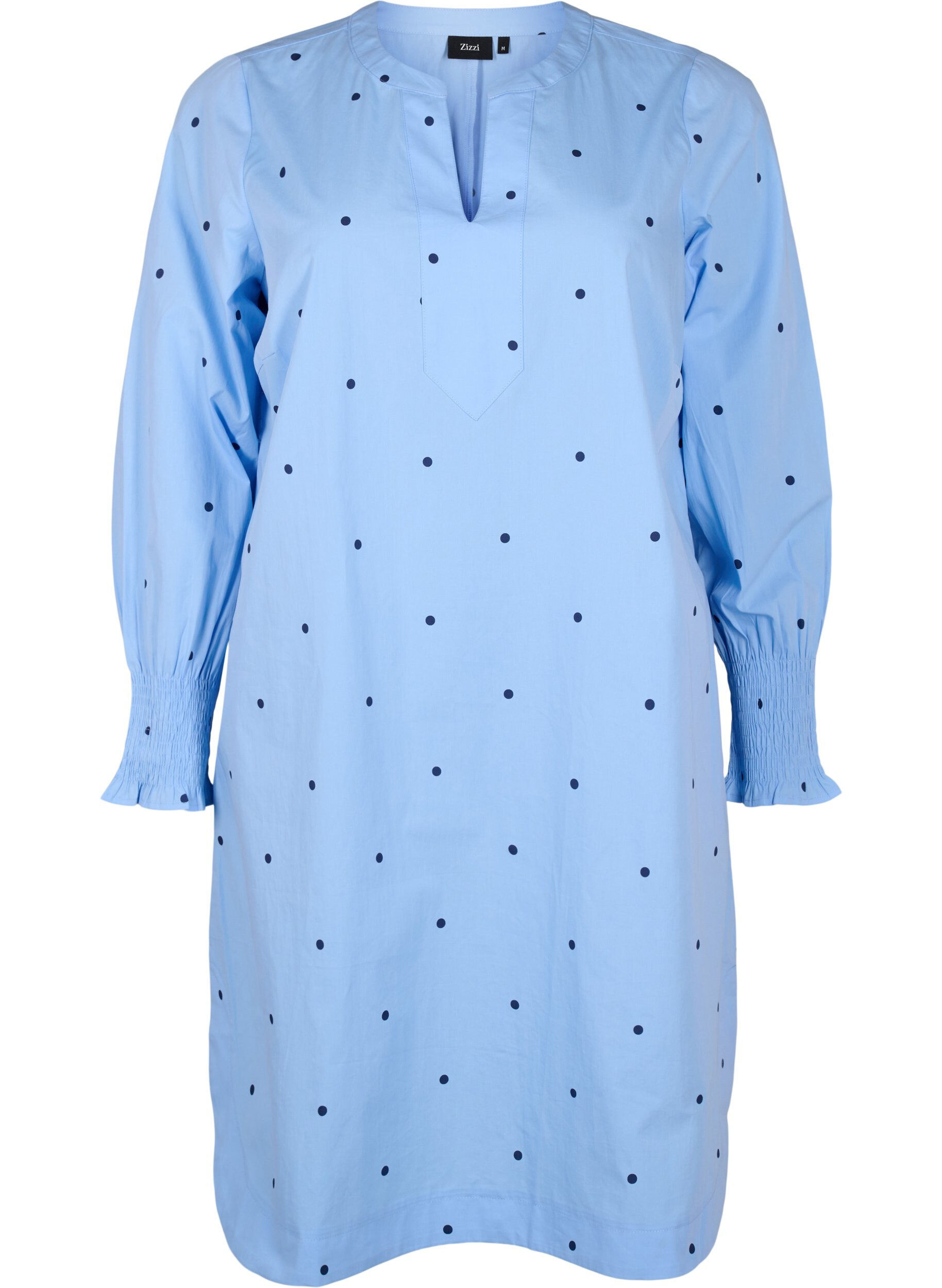 ZizziKleid mit Polka Dots und langen &Auml;rmeln, Blau, Packshot image number 0
