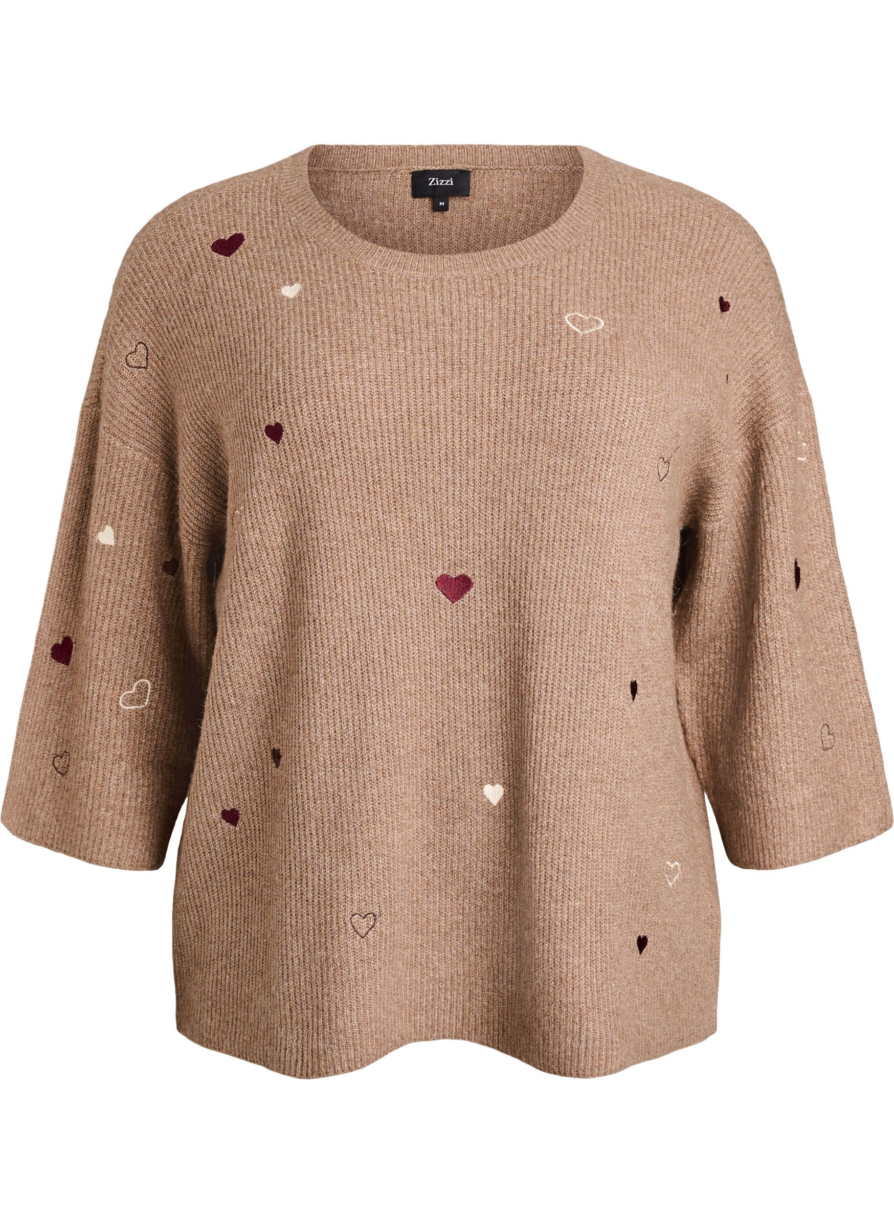 Pullover mit Herzen und 3/4-&Auml;rmeln