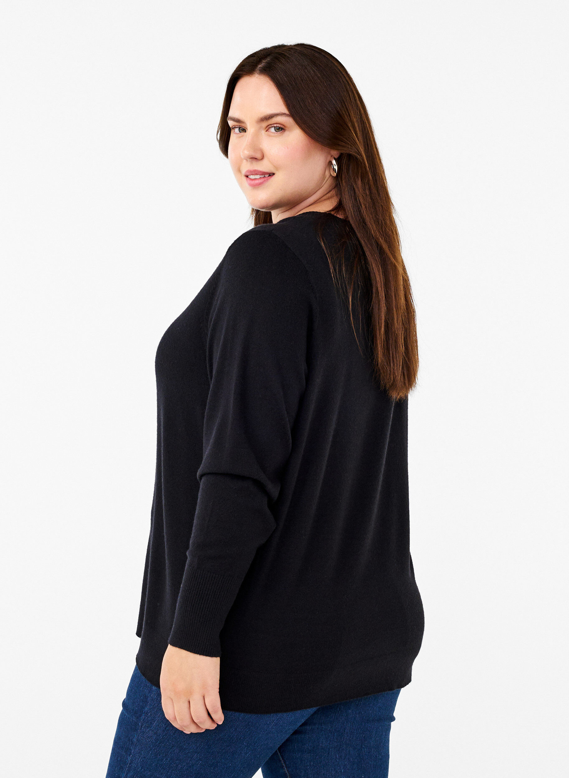 ZizziStrickpullover mit Rundhalsausschnitt, Schwarz, Model image number 2
