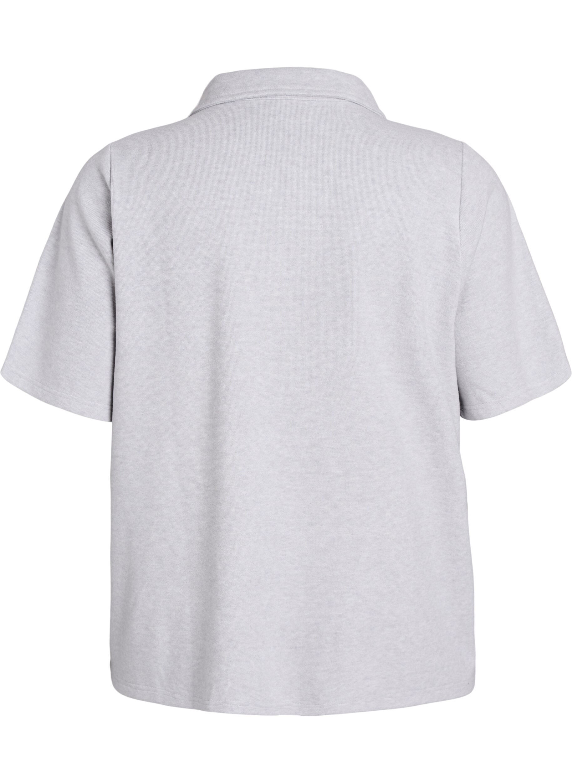 ZizziJersey Bluse mit Kragen und kurzen &Auml;rmeln, Grau, Packshot image number 1