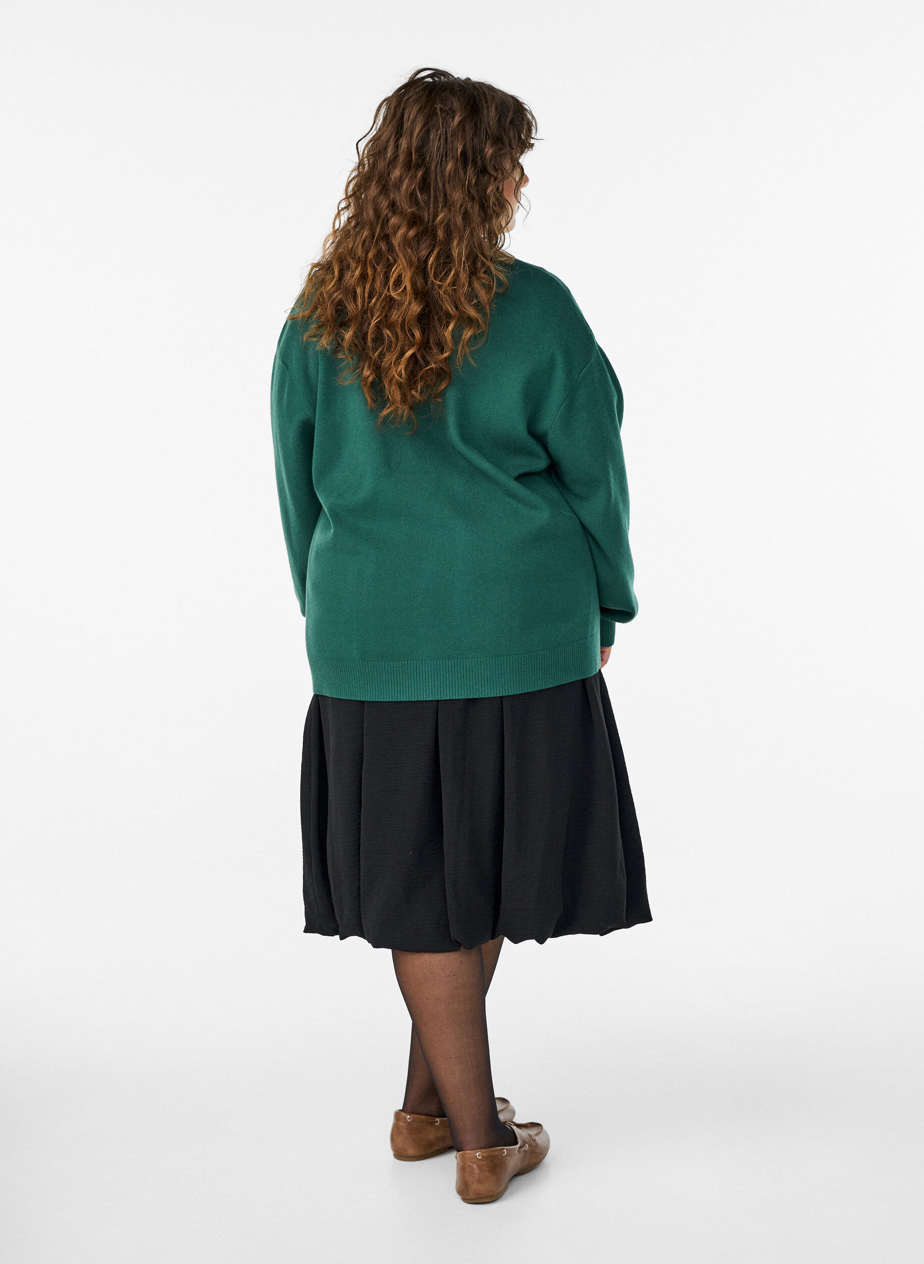 ZizziMittellanger Ballonrock mit elastischem Bund, Schwarz, Model image number 1