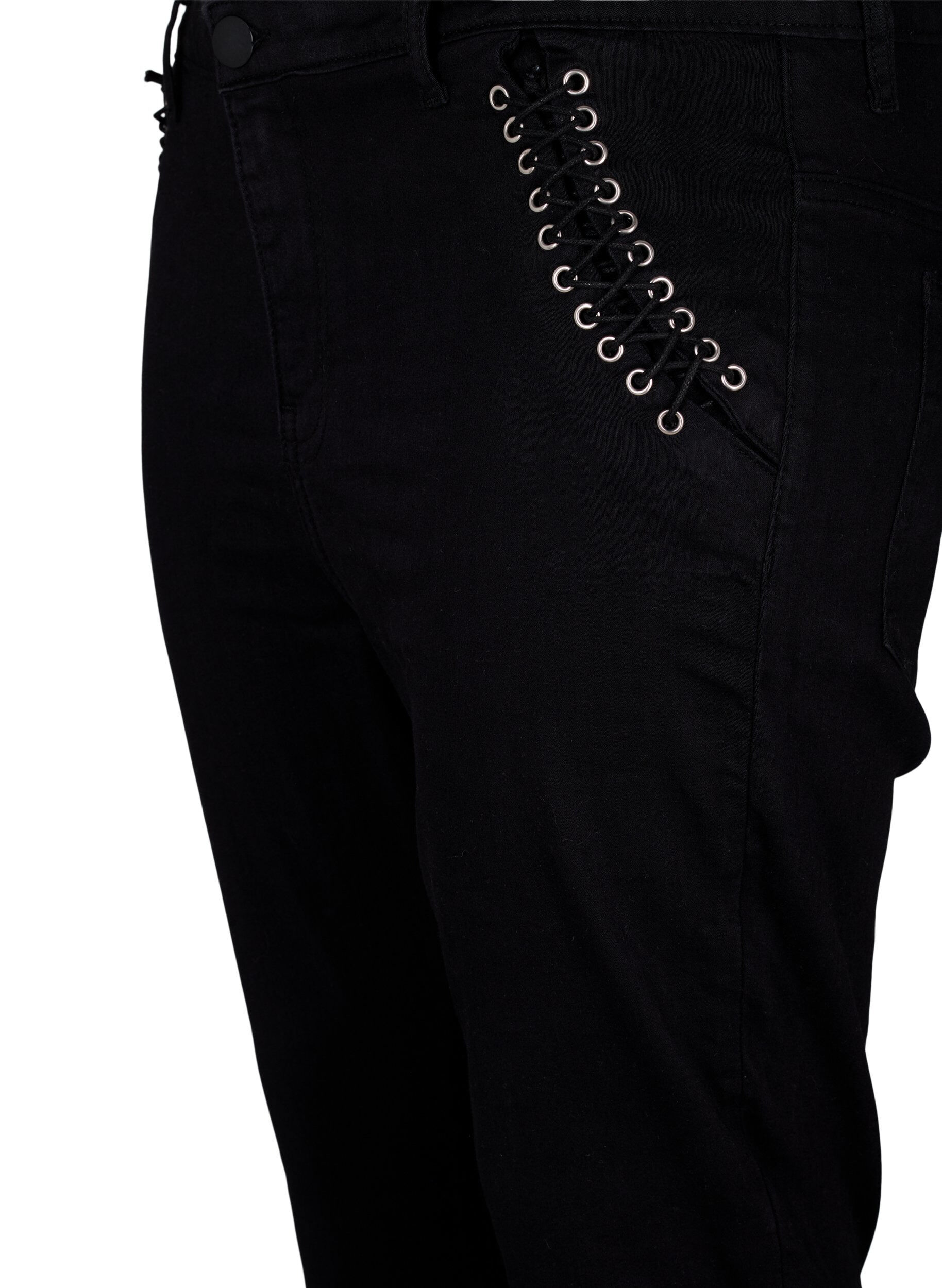 Zizzi Amy Jeans Super Slim mit Schn&uuml;rdetail, Black, Packshot image number 2