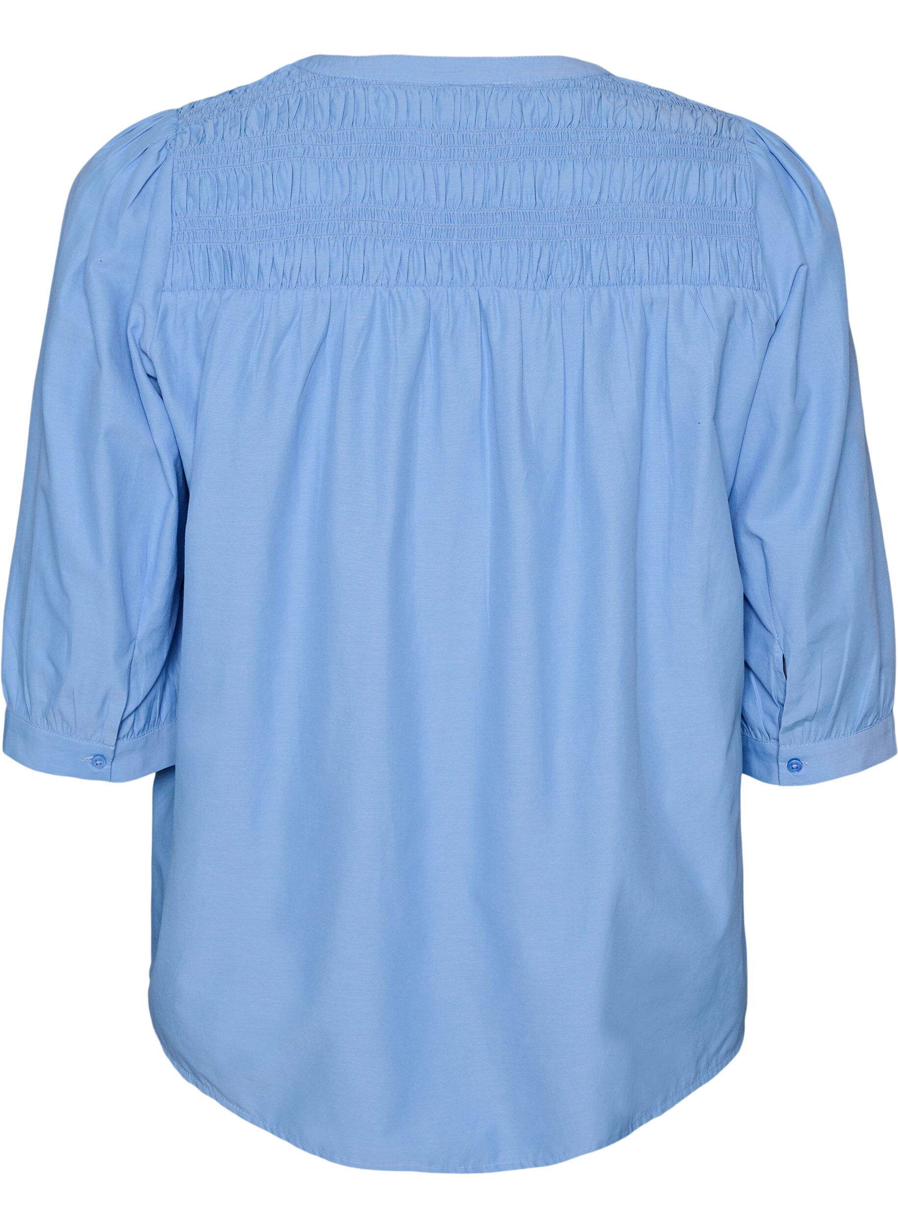 ZizziBluse mit Smock und 3/4-&Auml;rmeln, Blau, Packshot image number 1