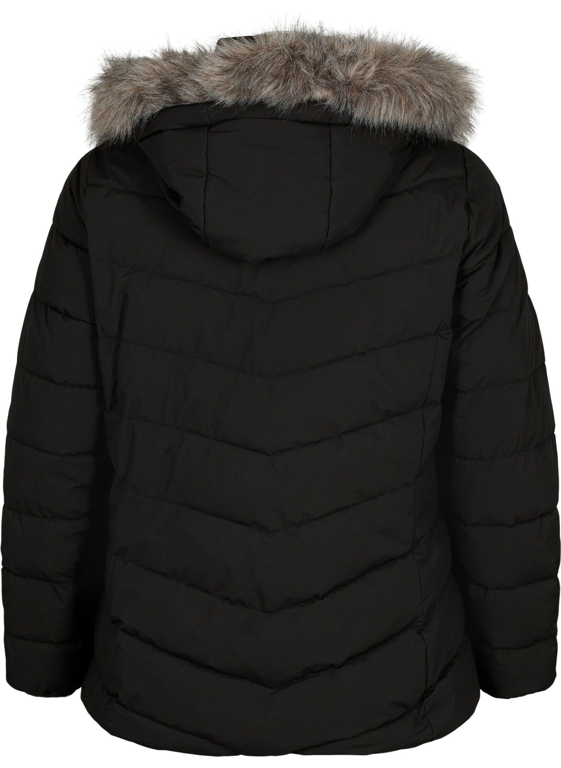 ZizziKurze Steppjacke mit Kapuze, Schwarz, Packshot image number 1