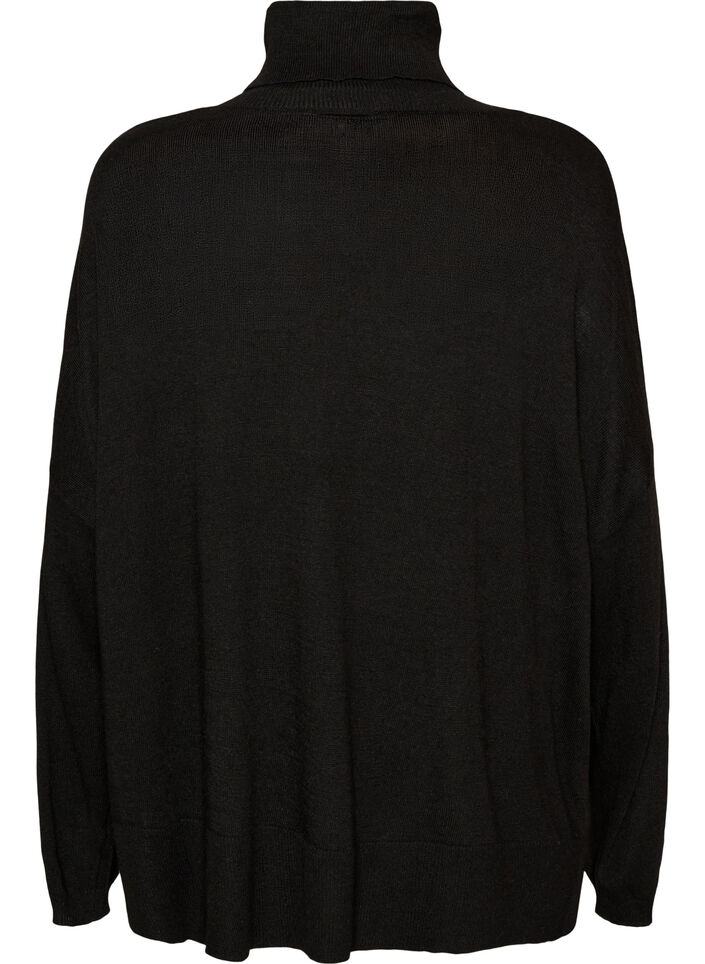 Rollkragenpullover mit lockerer Passform, Schwarz, Packshot image number 1