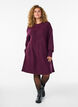 Kurzes Strickkleid mit V-f&ouml;rmigem Strukturmuster, Lila, Model image number 1