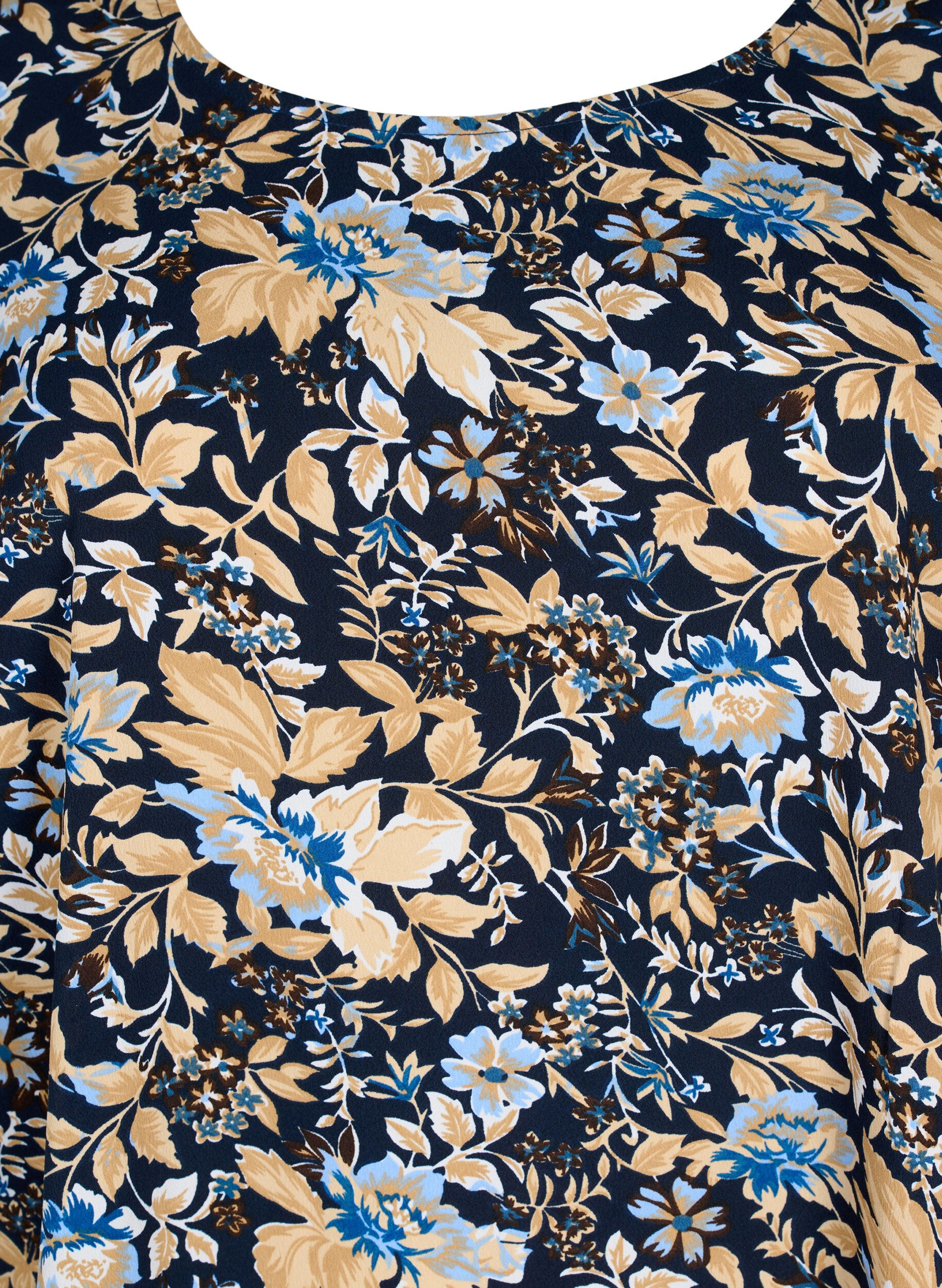 ZizziFLASH - Bluse mit kurzen &Auml;rmeln und Print, Brown Blue Flower, Packshot image number 2