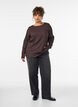 Bluse aus Jersey mit welliger Struktur, Braun, Model image number 1
