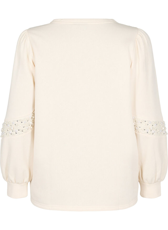 Sweatshirt mit Perlendetails, Buttercream, Packshot image number 1